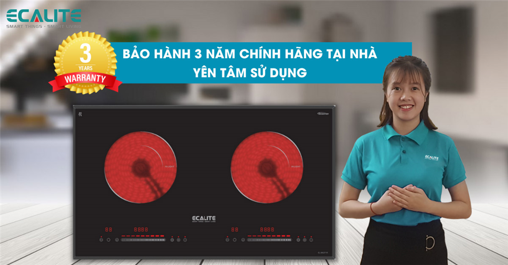 Bếp điện 2 vùng nấu Ecalite EL-MK271R - Kính Ceramic bền - Có Inverter tiết kiệm điện - Hàng chính hãng