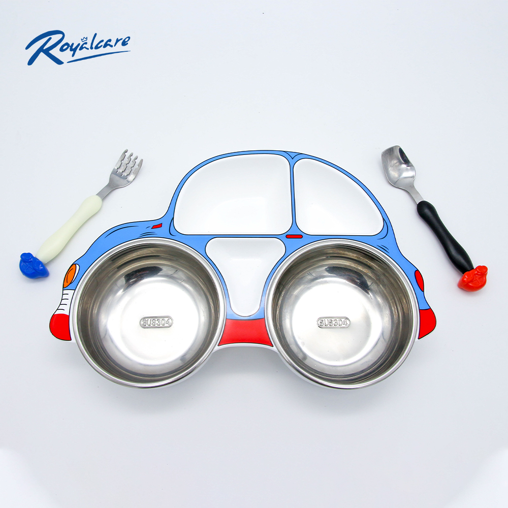 Set khay ăn dặm cho bé bằng Inox và Nhựa cao cấp Royalcare phù hợp ăn BLW, ăn dặm kiểu Nhật và ăn dặm truyền thống