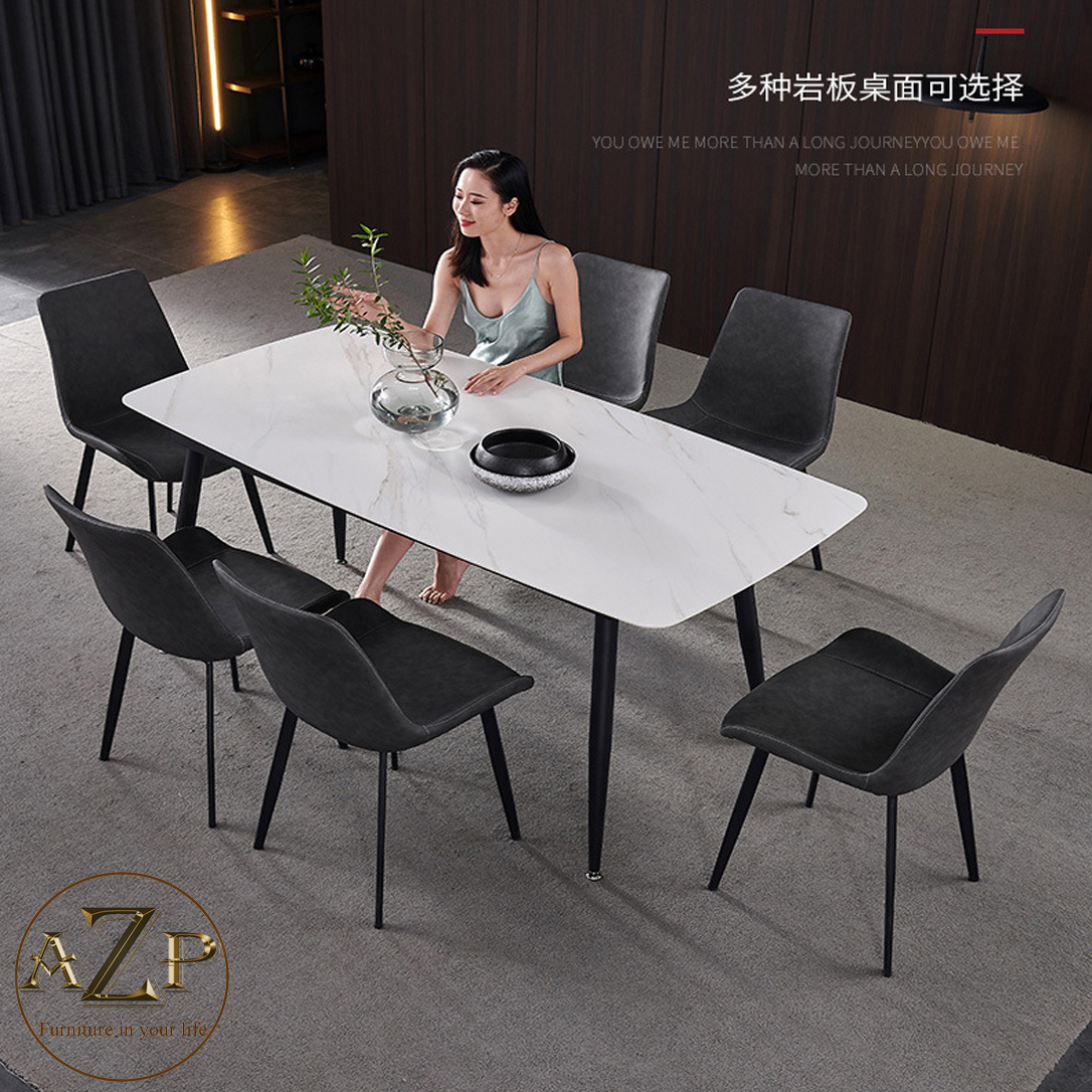Bàn Ghế Ăn Phong Cách Đương Đại Châu Âu - Xu Hướng Hiện Nay Cho Không Gian Hiện Đại - Chân Thép Mặt Đá - Hàng Nhập Khẩu AZP