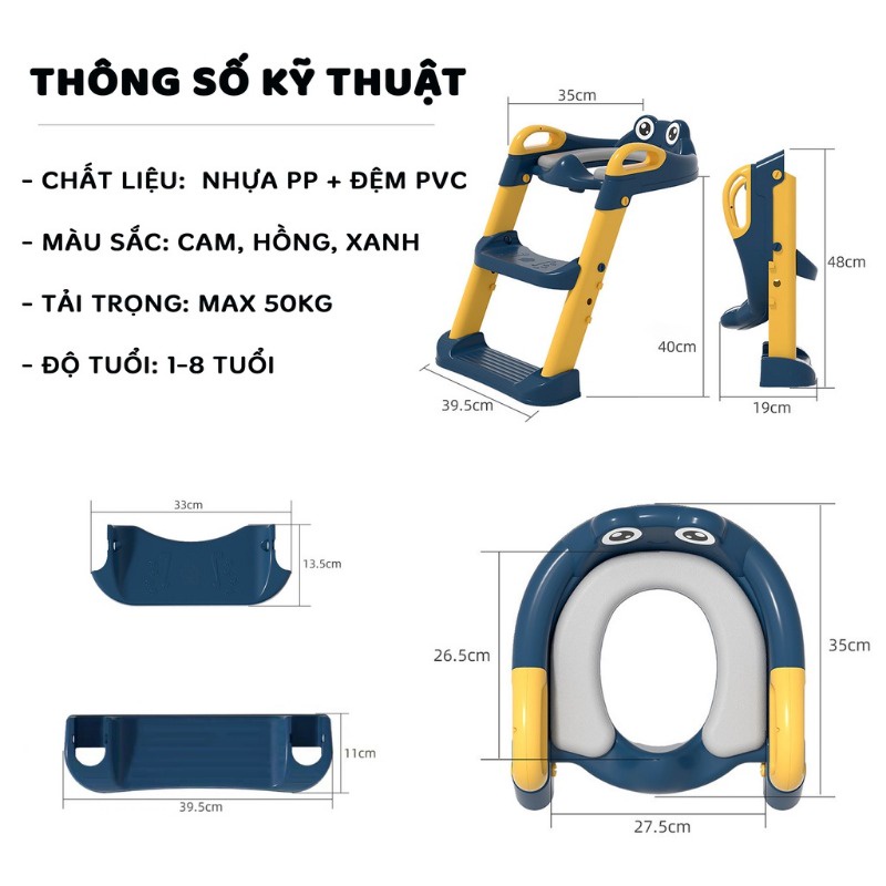 Thang Bô, Thang Đi Vệ Sinh Có Nắp Đậy Tiện Lợi Dành Cho Bé Trai Và Bé Gái - Hàng Chính Hãng