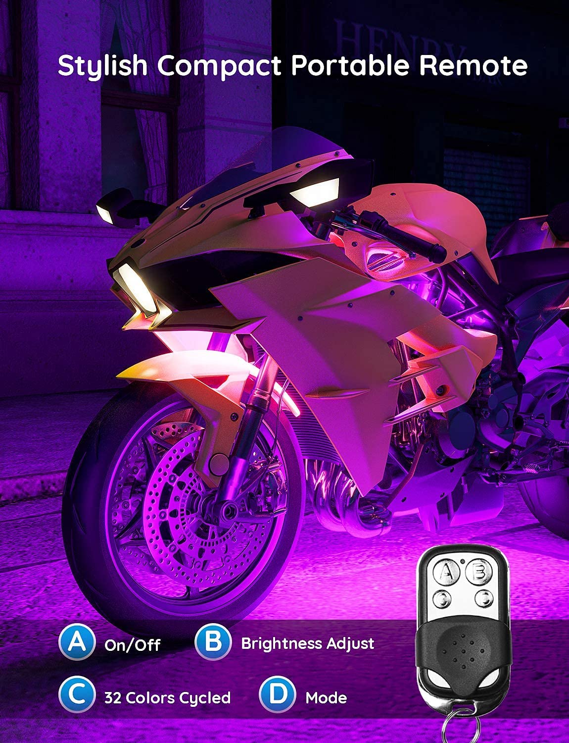 Đèn gầm xe máy Govee Motorcycle LED Light Kits H6194 | Gồm 12 dải led kháng nước, RGB 16 triệu màu nháy theo nhạc