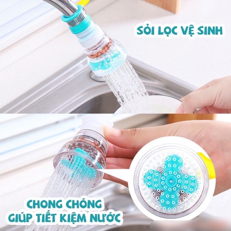 Vòi tăng áp suất có thể xoay 360 độ cho bồn rửa chén , thiết kế dạng vòi sen dùng để điều chỉnh dòng nước ở bồn rửa , có than hoạt tính phù hợp với tất cả các vòi