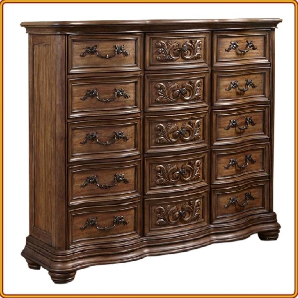 Tủ 15 ngăn kéo Tundo màu nâu gỗ 163 x 51 x 142 cm