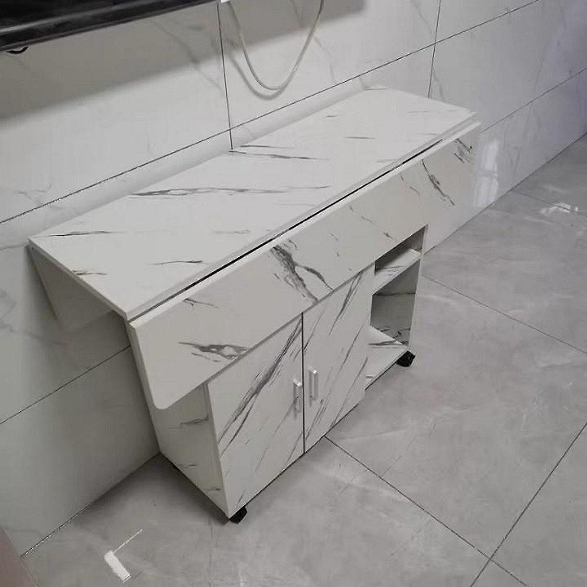 Bàn ăn thông minh mẫu mới tiết kiệm không gian tối đa kích thước sử dụng 120*70*77 kích thước gấp gọn 120*30*77 cm