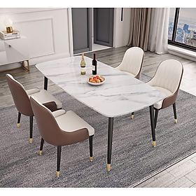 Bộ bàn ăn Juno Sofa mặt đá cẩm thạch hiện đại 