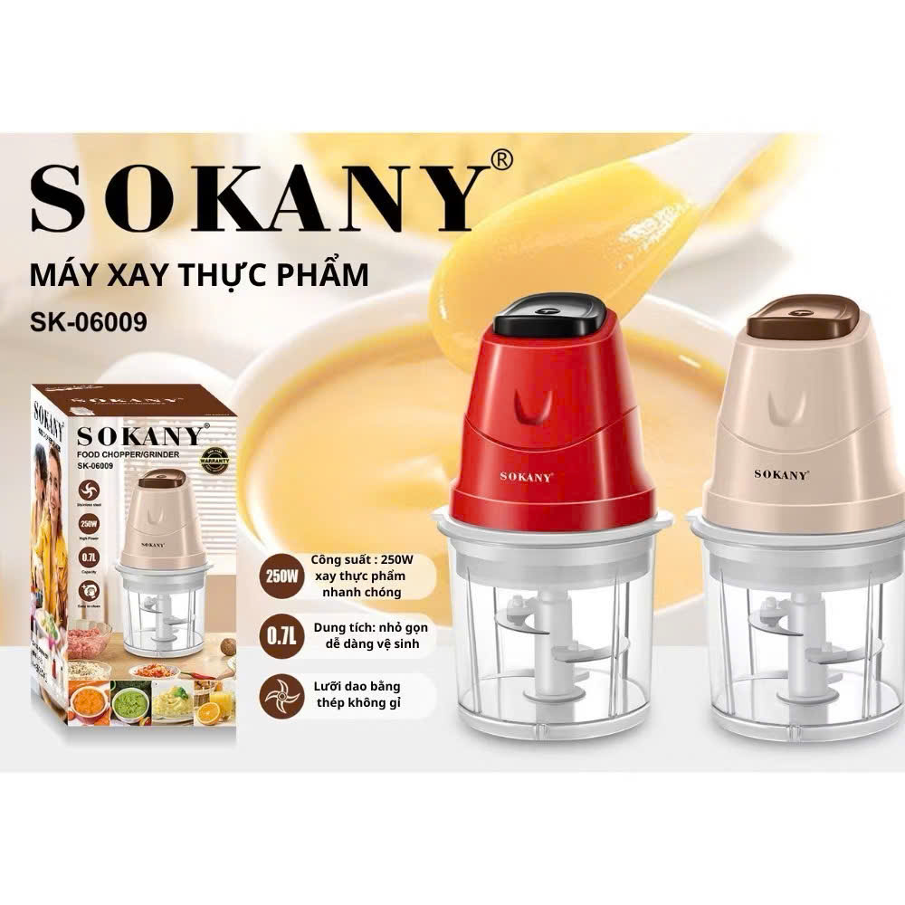 Máy Xay Thịt Đa Năng SK-06009, Công Suất 200W, Dung Tích 700ml, Xay Thịt Cá, Thực Phẩm, Sinh Tố, Xay Đá - HÀNG CHÍNH HÃNG MINIIN