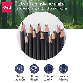 Set 8 Bút Chì Phác Thảo Cao Cấp Deli 2H, HB, 2B, 5B, 6B, 8B Dành Cho Mỹ Thuật Chuyên Nghiệp Chì Mềm Độ Đậm Chuẩn