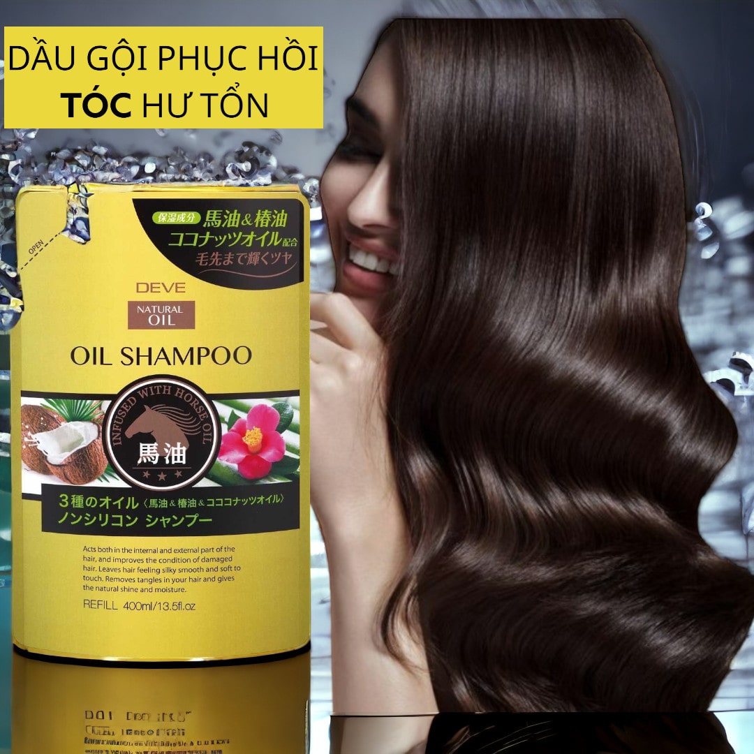 Túi Refill Dầu Gội Đầu Nuôi Dưỡng Tóc Chắc Khỏe Chiết Xuất Tinh Dầu Ngựa Deve Natural Oil Shampoo (400 mL)