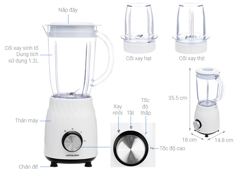Máy Xay Sinh Tố Lock&Lock EJM462 (350W - 1.2 Lít) - Hàng Chính Hãng