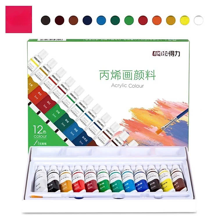 Màu Acrylic tuýp mini chuyên nghiệp - 5ml/tuýp - Vẽ vải / Vẽ quần áo / Vẽ giày - 12 màu