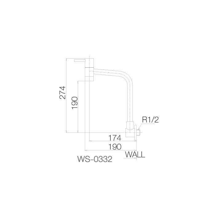 Vòi chậu lạnh gắn tường - WS-0332 - INOX SUS 304