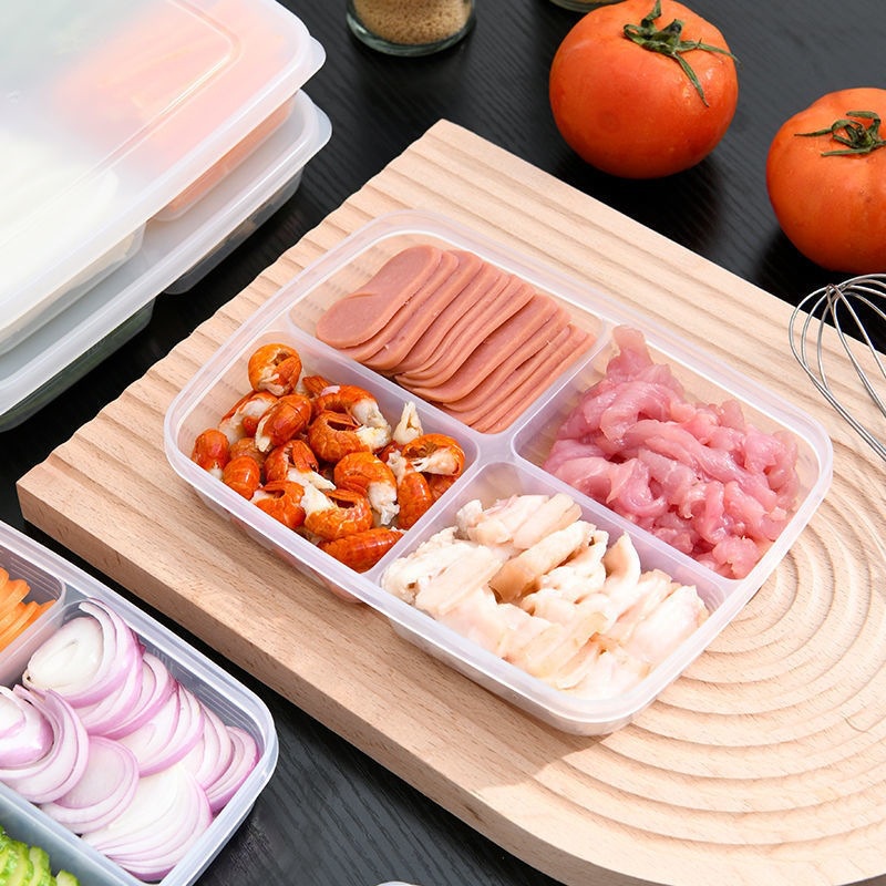 Hộp Nhựa Đựng Thực Phẩm 4 Ngăn, Khay Đựng Đồ Ăn Dặm Chia Ngăn Có Nắp Tiện Lợi - HÀNG LOẠI 1 - CHÍNH HÃNG MINIIN