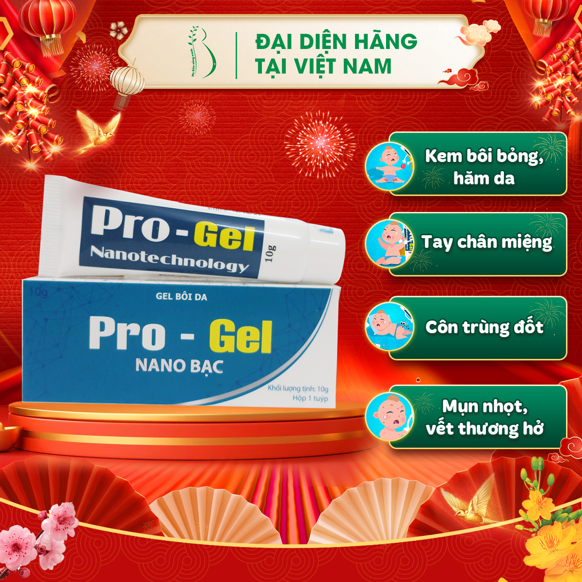 Gel Bôi Bỏng, Hăm Da, Tay Chân Miệng, Mụn Nhọt, Côn Trùng Đốt, Rôm Sảy, Zona, Thủy Đậu Pro - Gel Nano Bạc