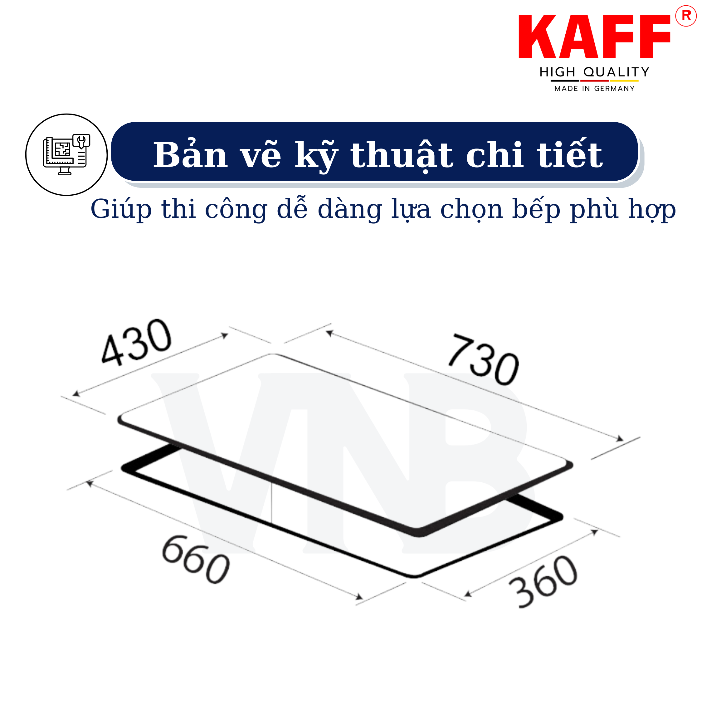 Bếp âm từ đôi nhập khẩu Germany KAFF KF-IH2002LEBAR - Hàng Chính Hãng