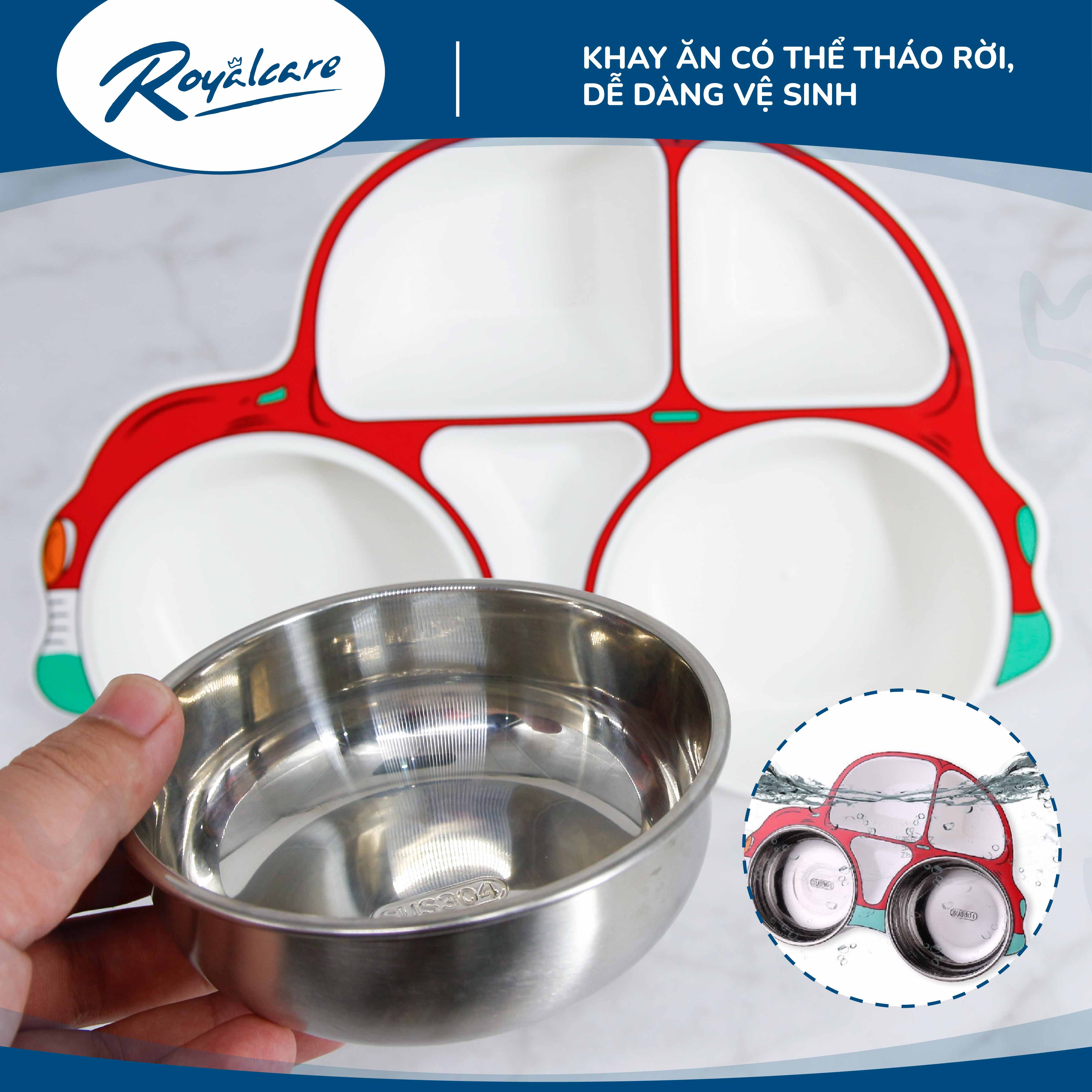 Set khay ăn dặm cho bé bằng Inox và Nhựa cao cấp Royalcare phù hợp ăn BLW, ăn dặm kiểu Nhật và ăn dặm truyền thống