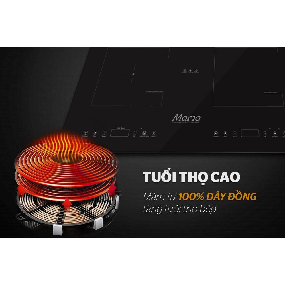 Combo Bếp đôi điện từ hồng ngoại Sunhouse MAMA MMB9100VN + Máy hút mùi kính cong Sunhouse MAMA MM6707-70, Hàng chính hãng - Bảo hành tại nhàS