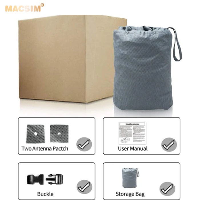 Bạt phủ ô tô chất liệu vải không dệt 4 lớp cao cấp thương hiệu MACSIM dành cho Mazda 2 màu ghi - bạt phủ trong nhà và ngoài trời