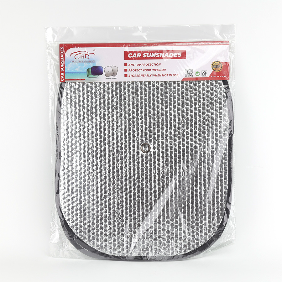 Combo 2 Tấm Che Nắng Ô Tô Xốp Cách Nhiệt Tròn Nhỏ Màu Lá Phủ Bạc CIND CD-C044 (36x44cm) - Nhập Khẩu Chính Hãng
