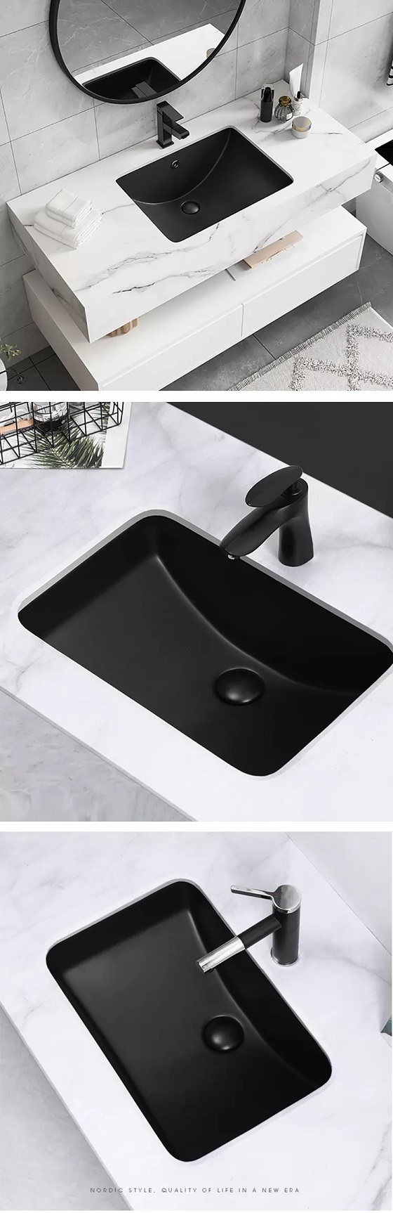 Chậu Lavabo, chậu rửa mặt âm bàn men đen tuyền GRL groves 1803D, KT: 52x37 cm, đẹp sang trọng huyền bí