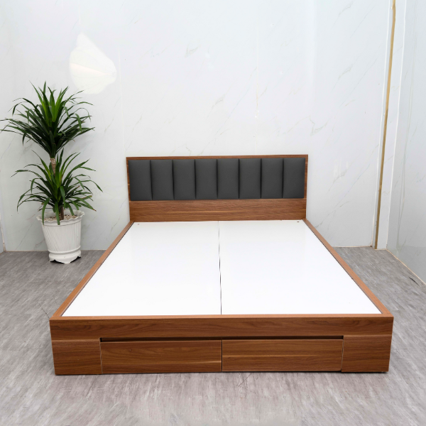 Giường ngủ MDF Juno sofa HLMCT bọc nệm kèm hộc kéo lựa chọn màu ván nệm bọc KT 1m6/1m8