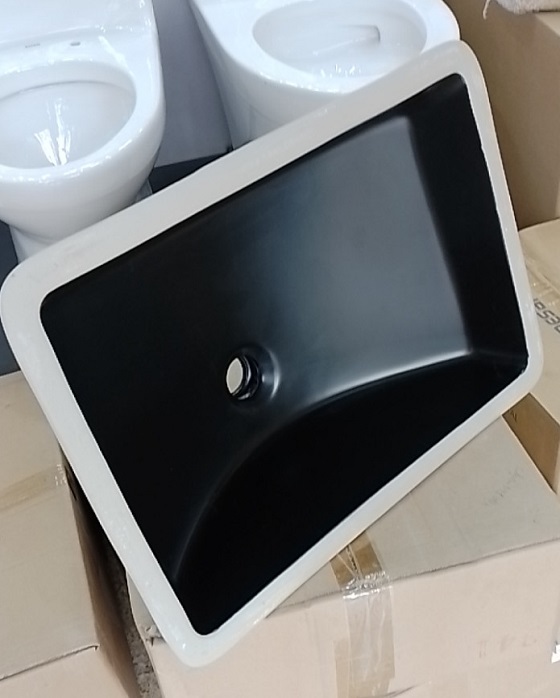 Chậu Lavabo, chậu rửa mặt âm bàn men đen tuyền GRL groves 1803D, KT: 52x37 cm, đẹp sang trọng huyền bí