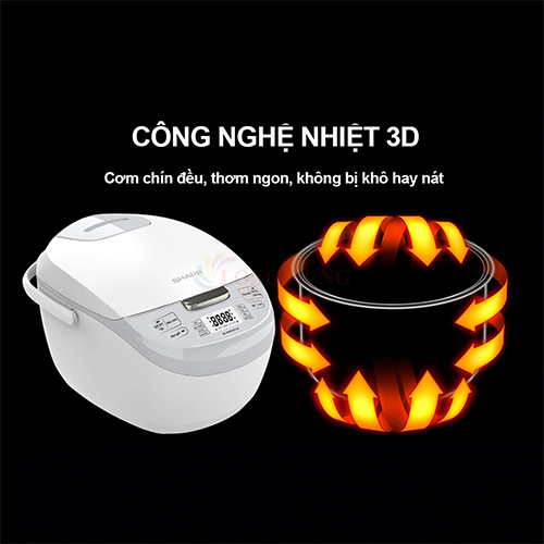 Nồi cơm điện tử Sharp 1.8 lít KS-COM192EV-GY - Hàng chính hãng