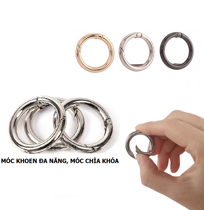 Set 3 Vòng Khoen Tròn Nhỏ, Móc Khuyên Chùm Khóa Trơn Kim Loại Màu Bạc, Móc Chùm Chìa Khóa, Móc Đa Năng - TakyHome 5070