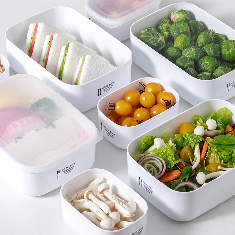 Set 02 hộp đựng thực phẩm White Pack 1000ml và 900ml, có nắp mềm giúp bảo quản thực phẩm sạch sẽ -nội địa Nhật Bản