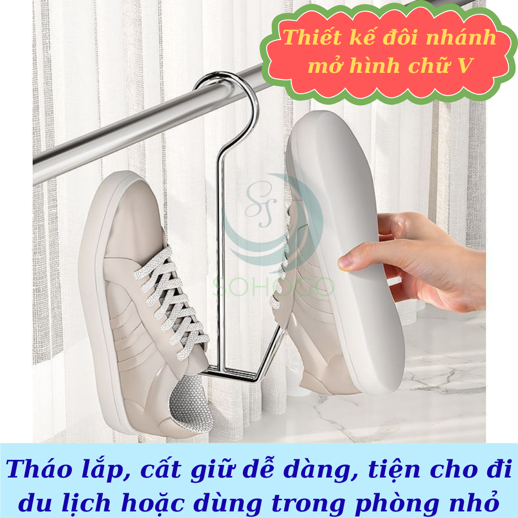 Bộ 2 Móc Treo Giày Đôi Inox Đa Năng- Móc Phơi Giày Thông Minh Chống Gỉ - Móc Sắt Treo Dép – Giày – Chai Đa Dụng