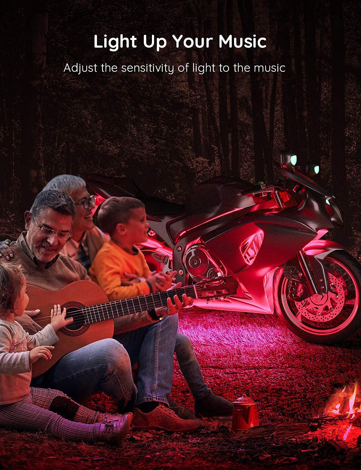 Đèn gầm xe máy Govee Motorcycle LED Light Kits H6194 | Gồm 12 dải led kháng nước, RGB 16 triệu màu nháy theo nhạc