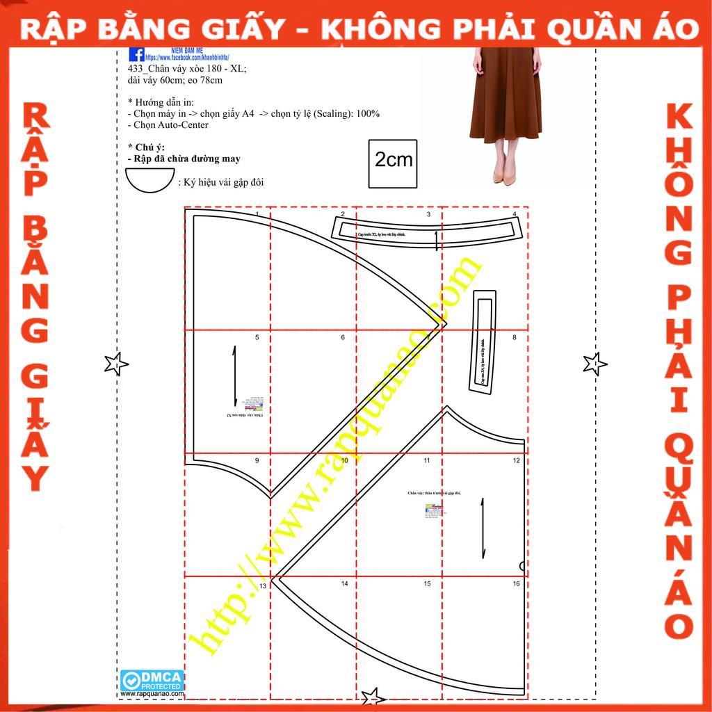 Rập giấy A0 mã 433 (BẢN VẼ) rập chân váy