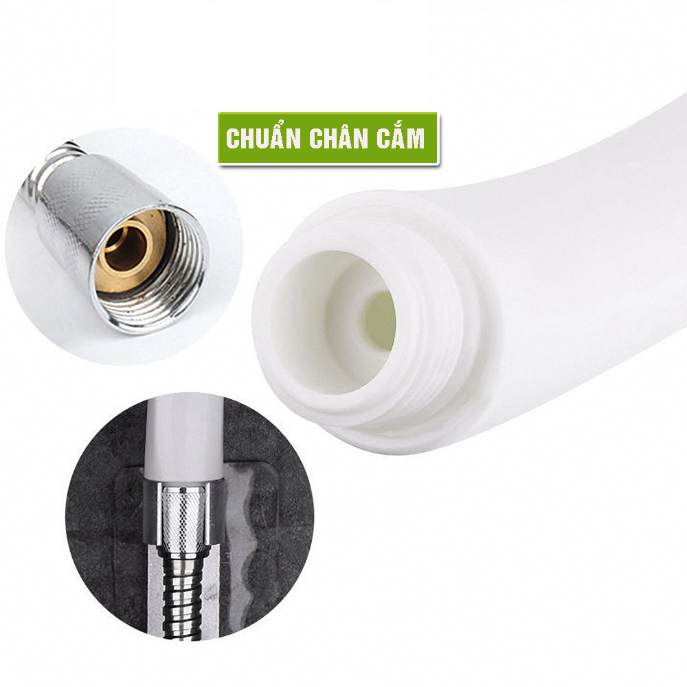 Vòi nước hoa sen áp lực Nhật bản, tiết kiệm nước, gật gù, cổ xoay 360 độ, có nút tắt mở Stop trên thân vòi tiện lợi Mihoco 122