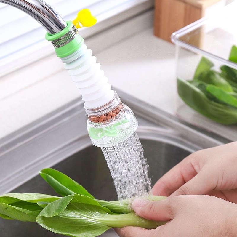 Vòi tăng áp suất có thể xoay 360 độ cho bồn rửa chén , thiết kế dạng vòi sen dùng để điều chỉnh dòng nước ở bồn rửa , có than hoạt tính phù hợp với tất cả các vòi