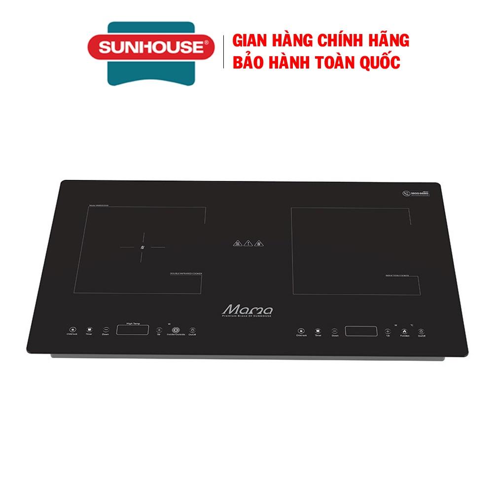 Combo Bếp đôi điện từ hồng ngoại Sunhouse MAMA MMB9100VN + Máy hút mùi kính cong Sunhouse MAMA MM6707-70, Hàng chính hãng - Bảo hành tại nhàS