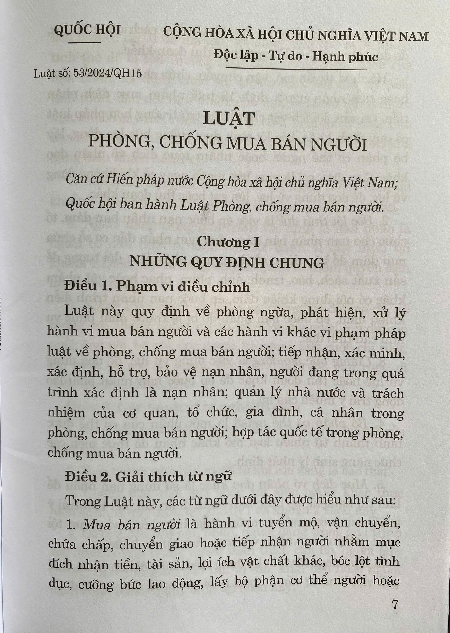 Luật Phòng, Chống Mua Bán Người Năm 2024