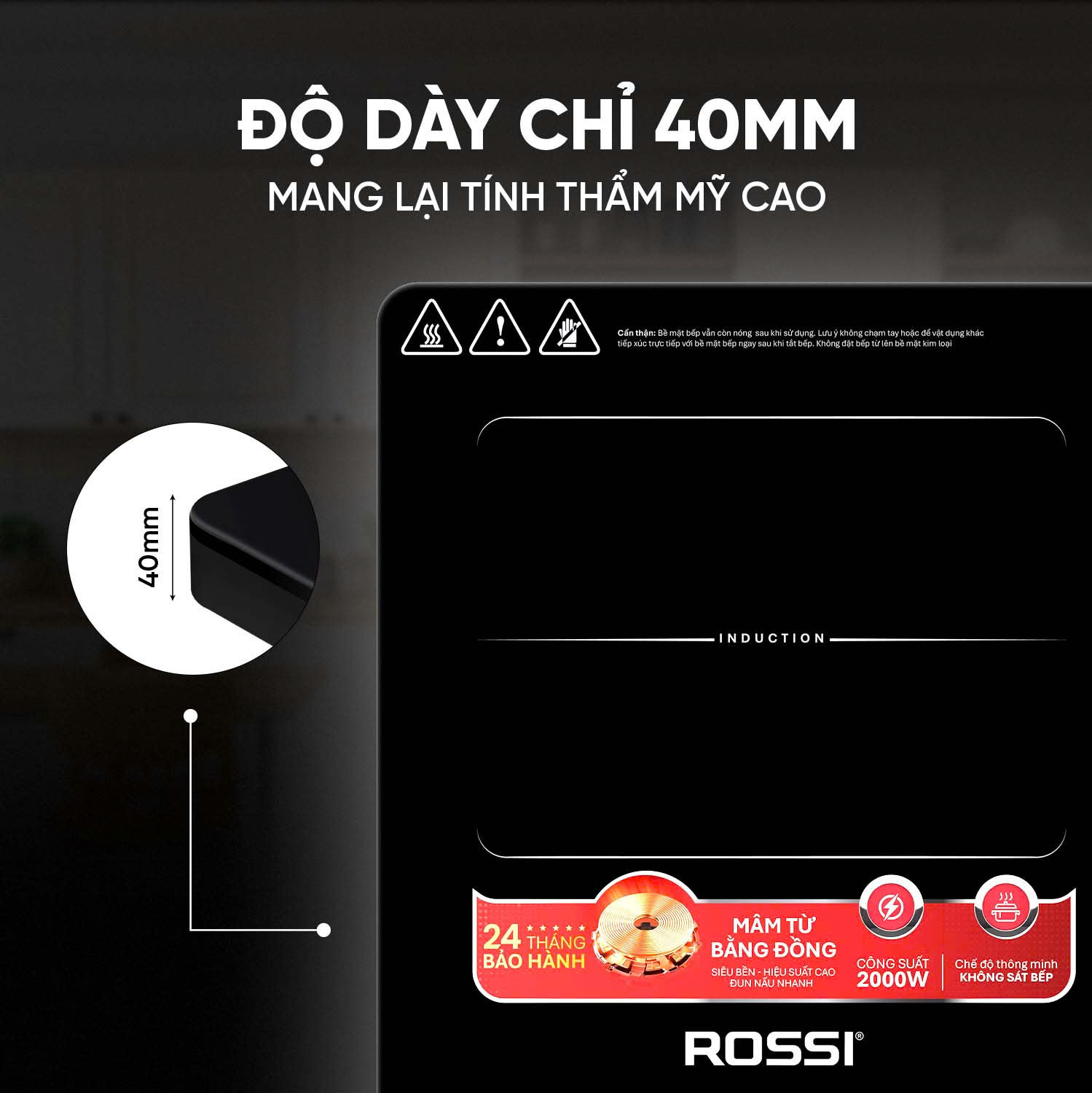 Bếp Từ Đơn Tân Á Đại Thành Rossi RS-1020CE01 Kèm Nồi - Hàng Chính Hãng Bảo Hành 24 Tháng