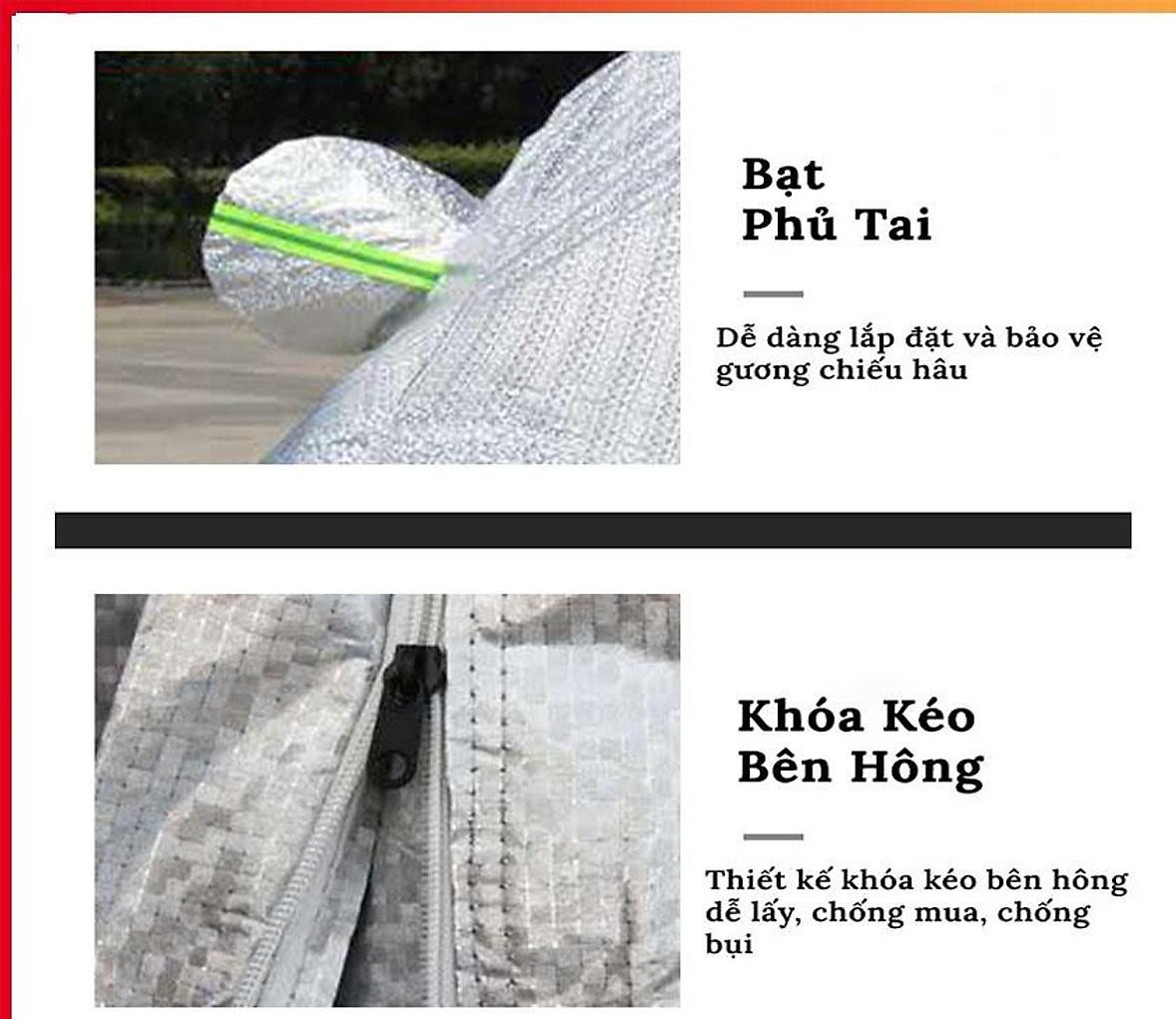 Bạt Trùm Che Phủ ô tô 3 lớp tráng Nhôm Chống Xước, Chống Nắng, Chống Mưa - Hàng loại dầy cao cấp