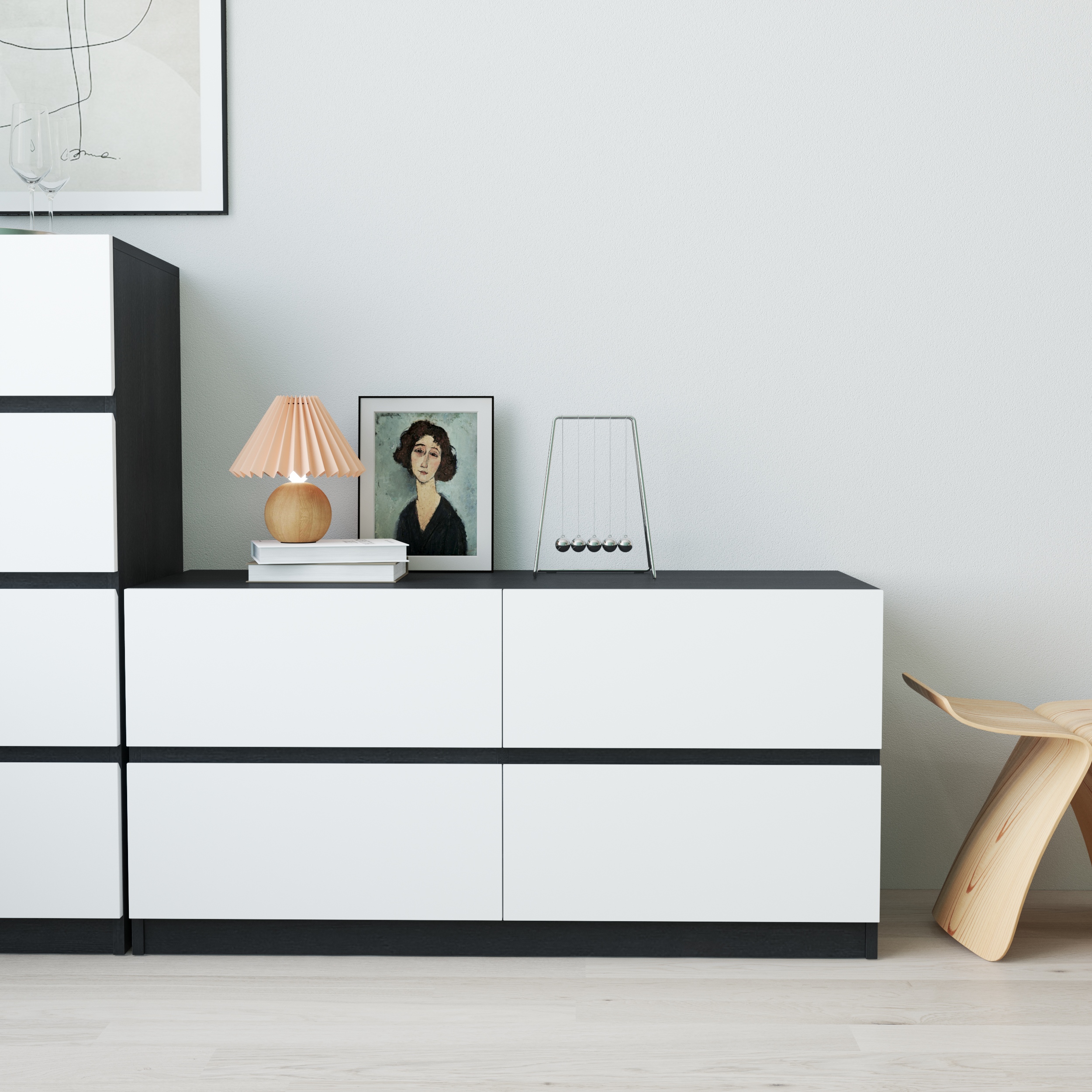 HAPPY FURNITURE , Tủ lưu trữ 4 ngăn kéo - KALA, THK_290, 110cm x 40cm x 55cm DxRxC