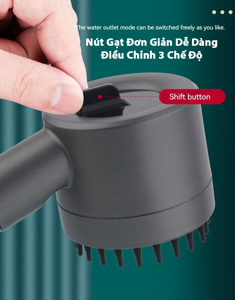 Đầu Bát sen tắm Spa 3 chế độ phun mạnh nhẹ - rất thích (màu titan, có nút on/off)