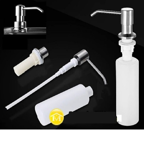 Combo chậu rửa chén bát inox hai hố cân 8245, vòi rửa bát cổ ngỗng nóng lạnh, bộ xả chậu, bình xà phòng, rá inox gác chậu
