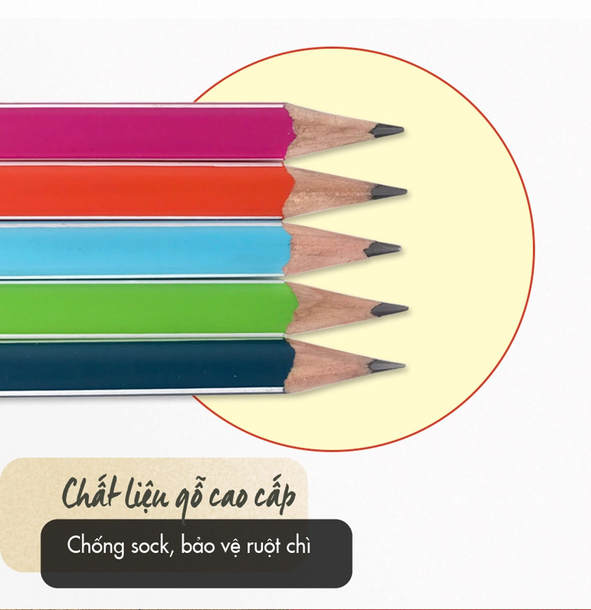 Bộ bút chì gỗ STABILO Trio 369 2B thân tam giác sọc trắng - Bộ 5 bút 5 màu (PC369-C5)