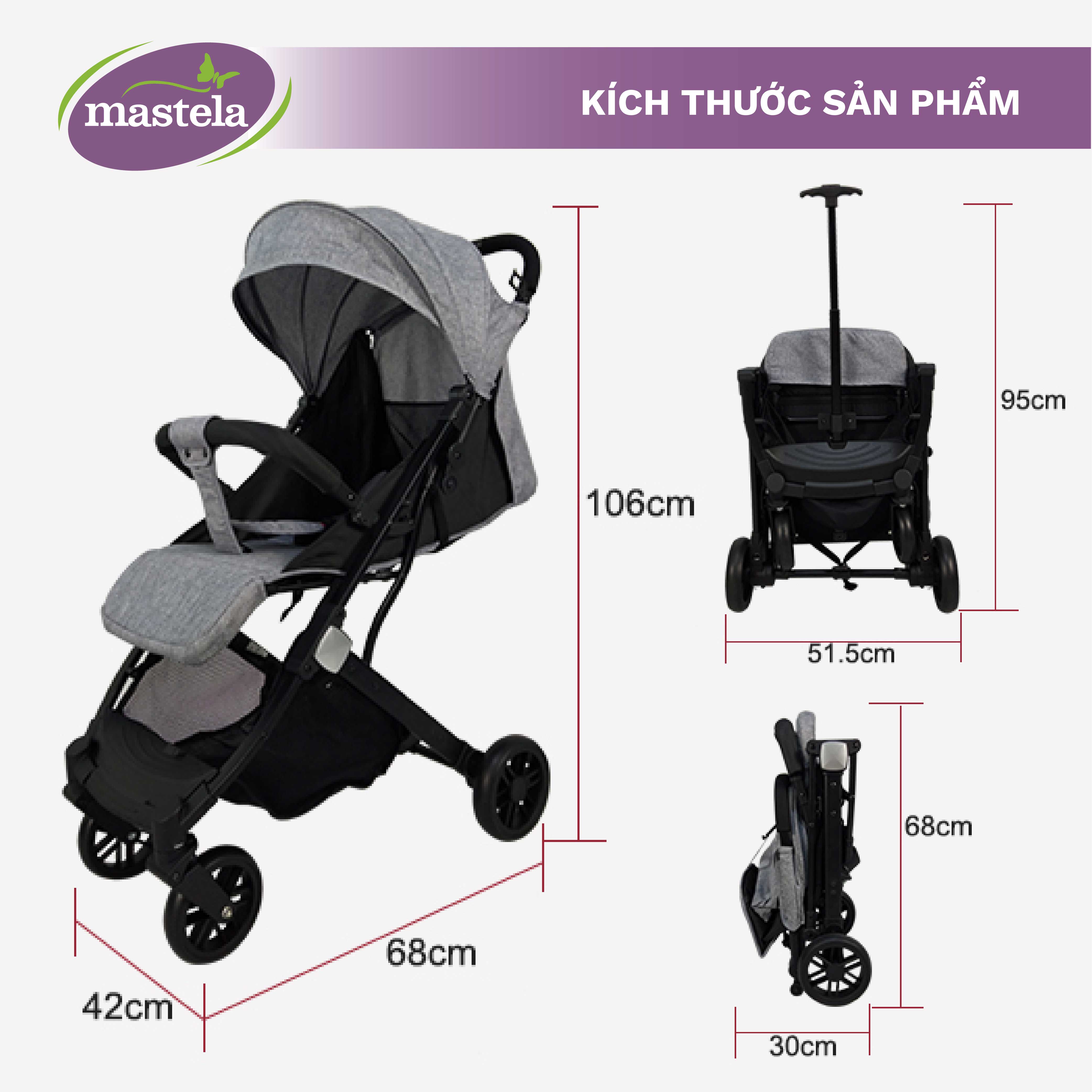 Xe đẩy gấp gọn cho bé Mastela HN275 - Xe đẩy em bé siêu nhẹ, thoáng khí bảo hành 12 tháng