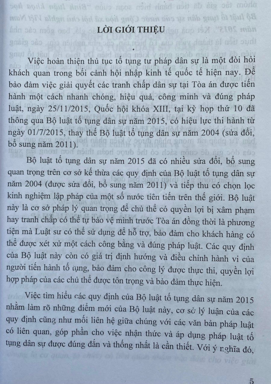 Bình Luận Khoa Học Bộ Luật Tố Tụng Dân Sự năm 2015