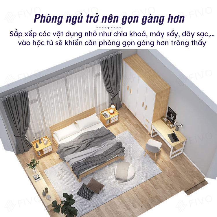 Kệ Tủ Đầu Giường Gỗ Cao Cấp FIVO FT20 Đa Dạng Mẫu Mã, Phong Cách Châu Âu Sang Trọng, Thiết Kế Hộc Tủ Tiện Lợi