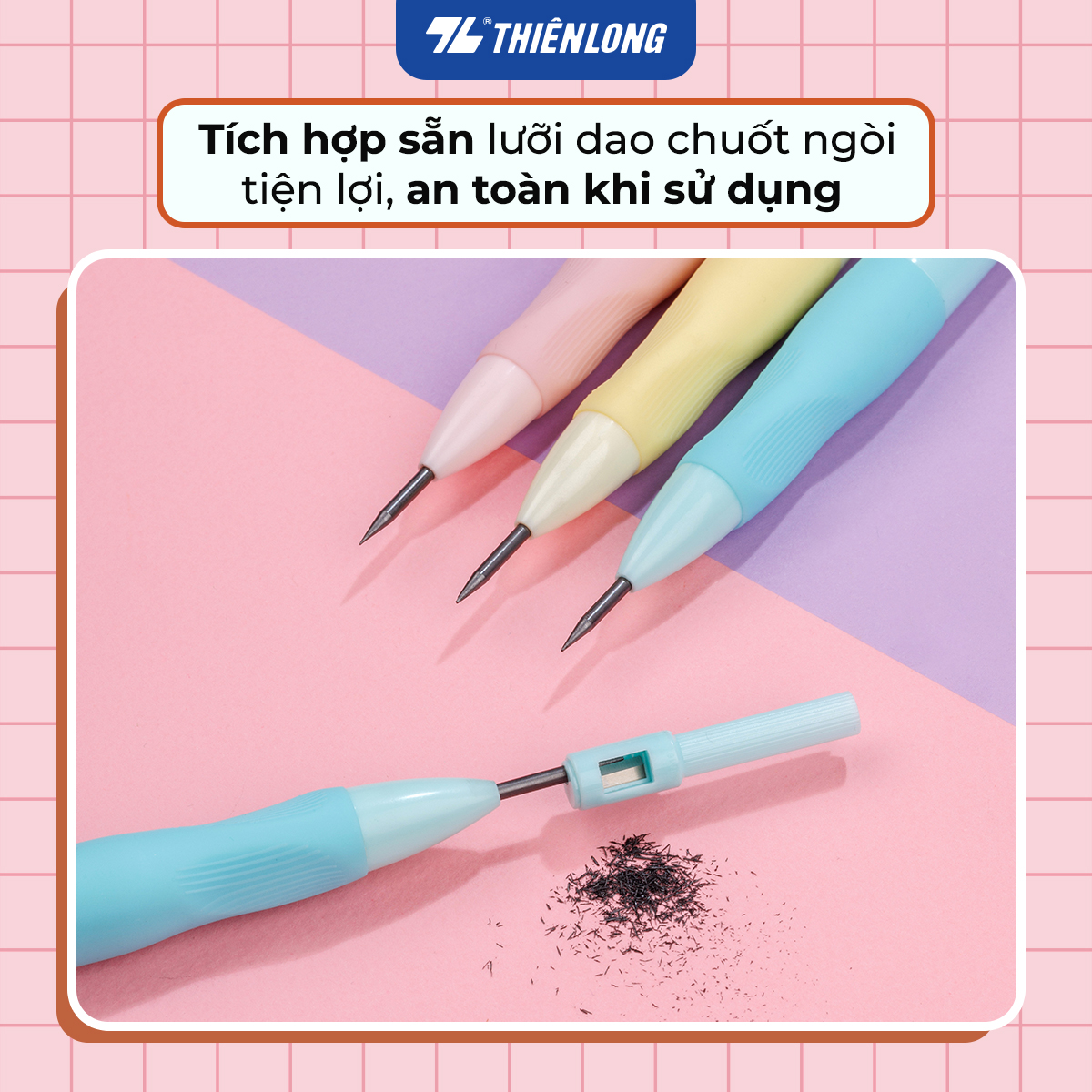Bút chì bấm Thiên Long PC-032 - Tích hợp chuốt chì trên thân bút - Màu thân ngẫu nhiên