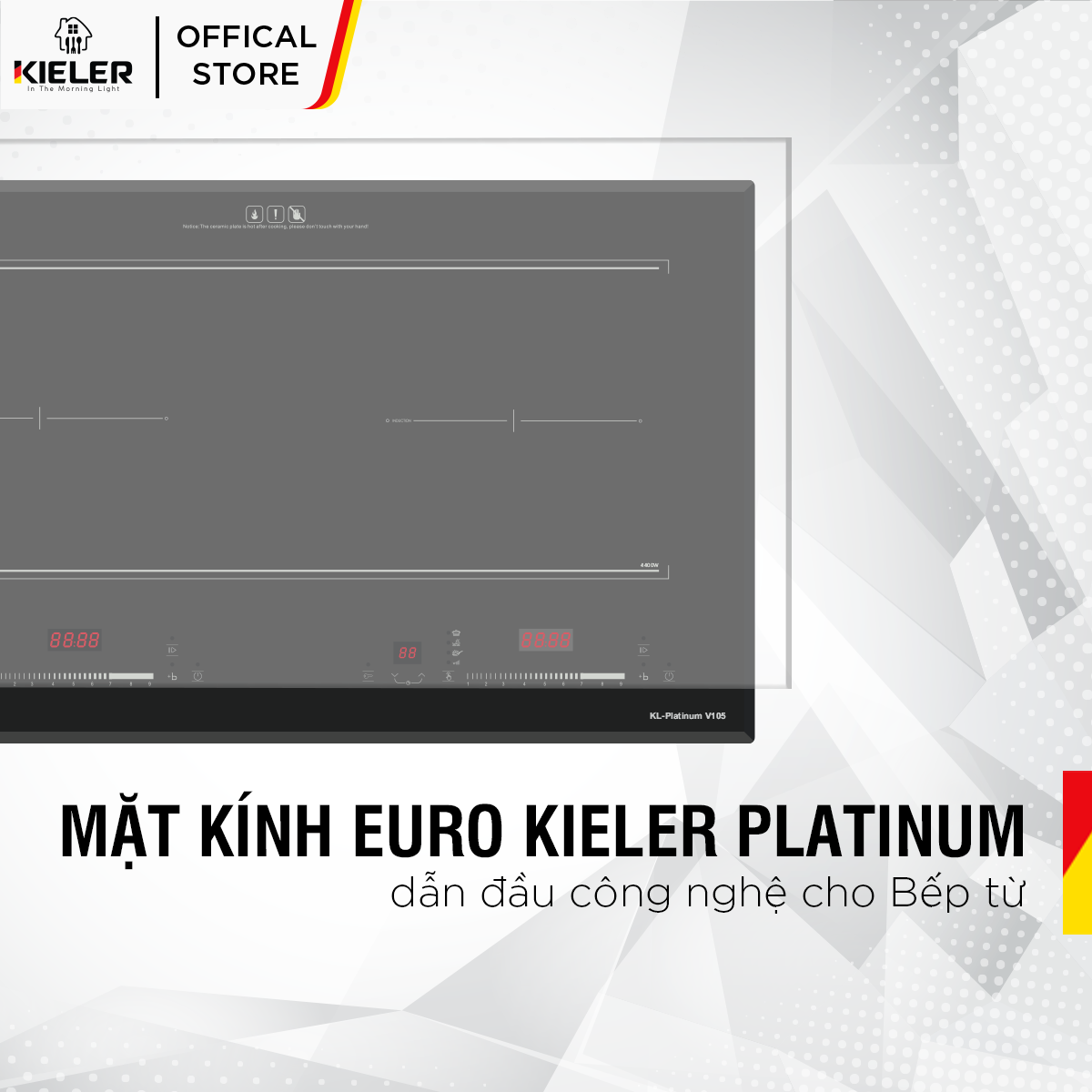 Bếp điện từ đôi Kieler KL-PLATINUM V105 mặt kính Euro Kieler Platinum, Bếp điện từ chế độ hấp, cảm ứng chống tràn 4400W - Hàng Chính Hãng