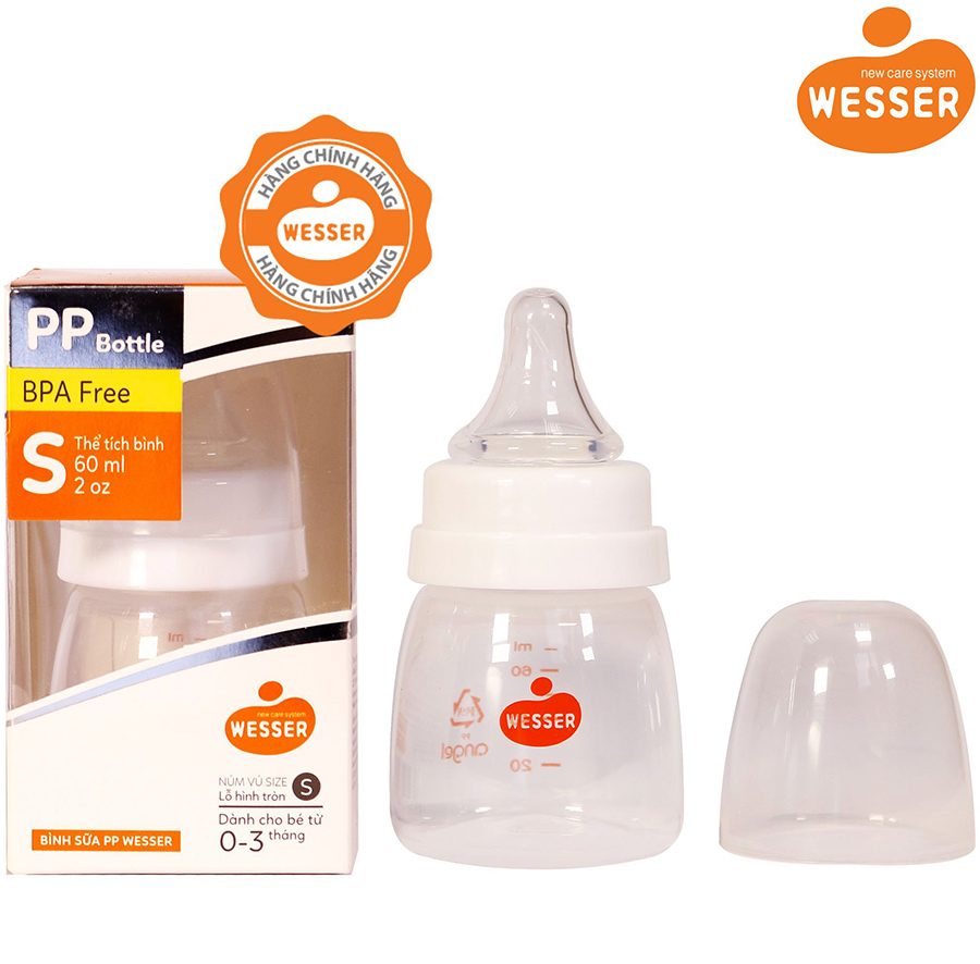 Combo 2 Bình Sữa PP Wesser - (Giao màu ngẫu nhiên)