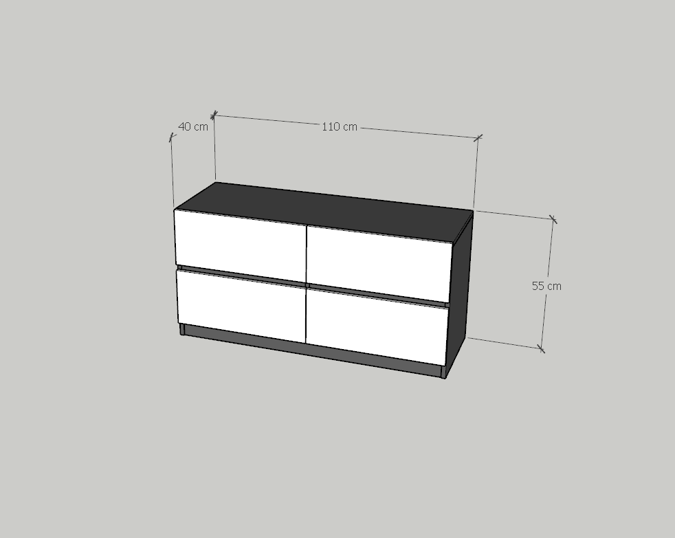 HAPPY FURNITURE , Tủ lưu trữ 4 ngăn kéo - KALA, THK_290, 110cm x 40cm x 55cm DxRxC