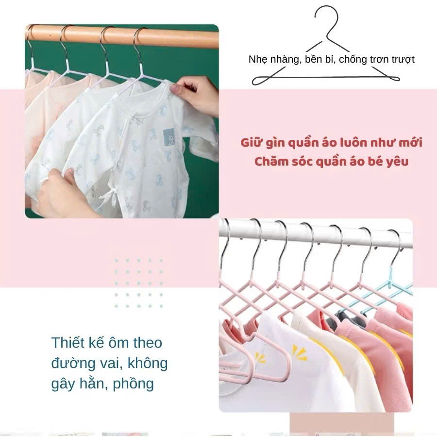 Combo 10 Móc Phơi Inox Không Gỉ, Móc Treo Quần Áo Chịu Nhiệt Cho Trẻ Em và Người Lớn - HÀNG CHÍNH HÃNG MINIIN