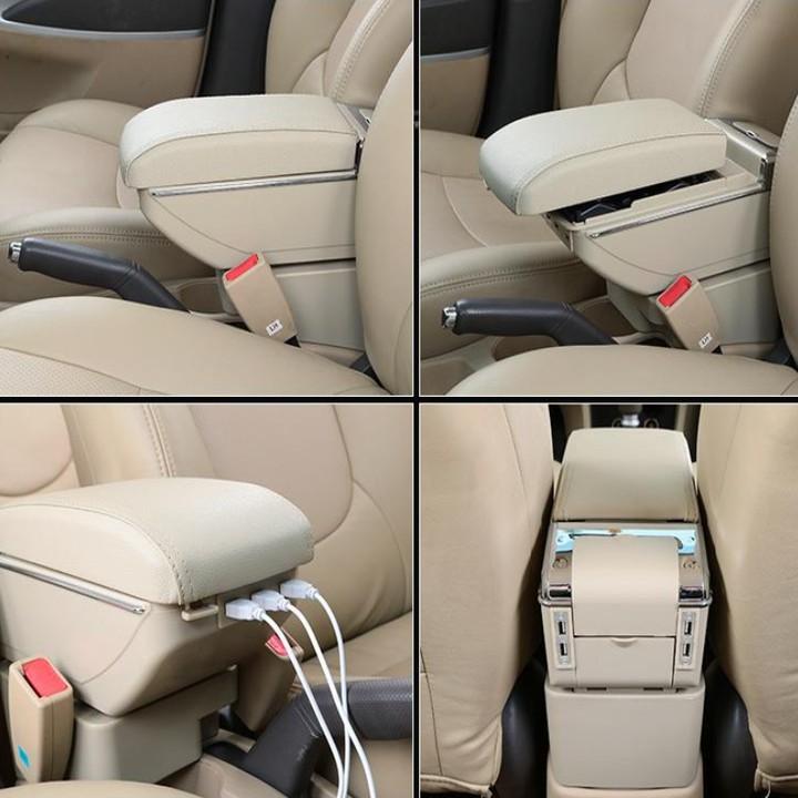Bộ Hộp tỳ tay ô tô dành cho Mazda 2 tích hợp 7 cổng USB - Mã: DUSB-MZDA - 2 màu: Đen và Be